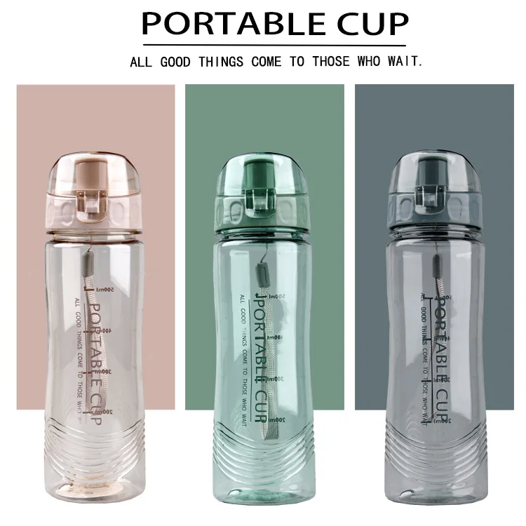 500ml Plastik wasser flaschen Flasche Outdoor Sport Wasser becher bpa frei Wasser becher Student tragbare Tasse mit Griff Trink werkzeug 6