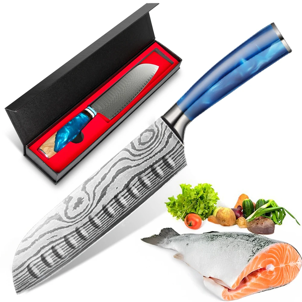 Professionelles 8-Zoll Santoku-Messer, Küchenmesser, Kochmesser mit Stahlklinge, Perfekt für Kulinarik-Enthusiasten, Kochzubehör