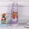 700 ml Capybara süßer Wasserbecher mit Strohhalm und Griff, tragbare Trinkflasche, große Kapazität, Kawaii-Wasserflasche für Fitness, Sport 4