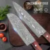 SAEIV Zweiteiliges Küchenmesser-Set aus Damaszener Stahl Kochmesser und Santoku-Messer VG10 Hochkohlenstoffstahl Profi-Messer 4