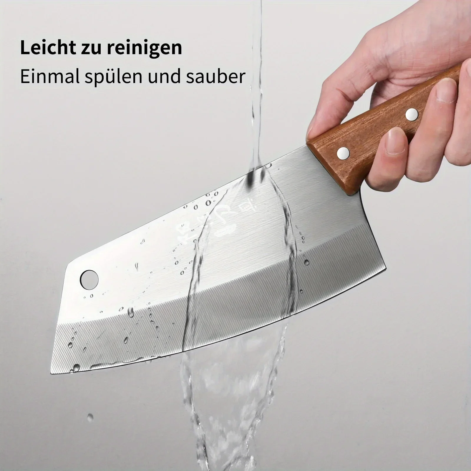 Professionelles Kochmesser- und Hackmesser-Set – Küchenmesser aus Edelstahl mit Holzgriff zum Kochen, Camping, Grillen, Geschenk 4