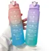 750ml Sport wasser flasche hoch temperatur beständiger abgestufter Stroh becher Regenbogen gefrostet progressive Farbe Wasser becher Plastik becher