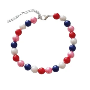 Kunstkunstperlenarmband Rot | Rosa & Blau – Bunter Kontrast