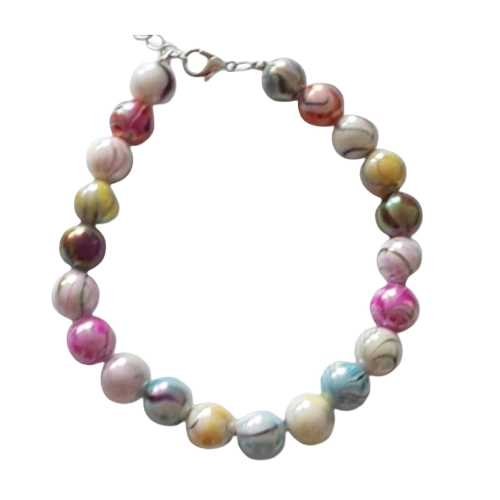 Kunstkunstperlenarmband Mehrfarbig – Schimmernder Farbmix