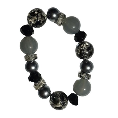 Kunstkunstperlenarmband Grau & Schwarz – Kontrastreicher Akzent