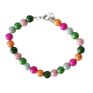 Kunstkunstperlenarmband Bunt – Grün | Rosa & Orange