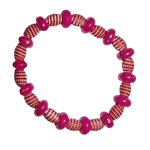 Kunstkunstperlenarmband Pink & Weiß – Verspieltes Muster