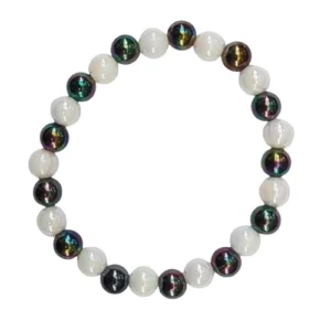 Kunstkunstperlenarmband Weiß & Schillernd – Eleganter Kontrast