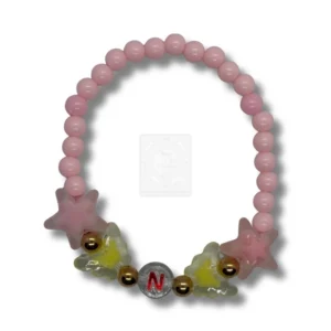 Buchstabenarmband N mit Sternen und Blumen