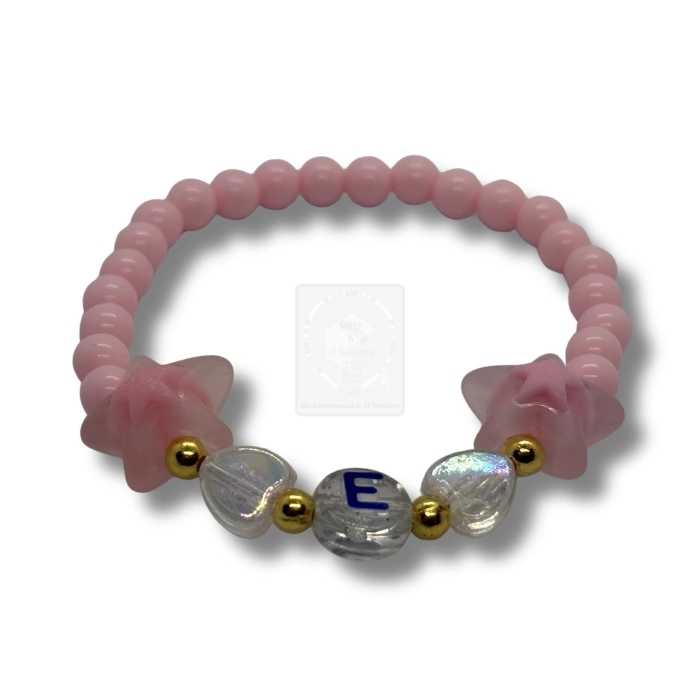 Buchstabenarmband E mit Sternen und Herzen – Bild 2
