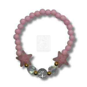 Buchstabenarmband I mit rosa Perlen und Sternen