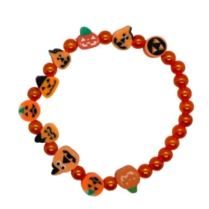 Halloween Perlenarmband Orange – Kürbis & Gruselspaß