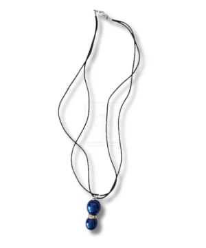 Kunstperlenkette Blau – Schwarze Schnur mit Perlenschmuck
