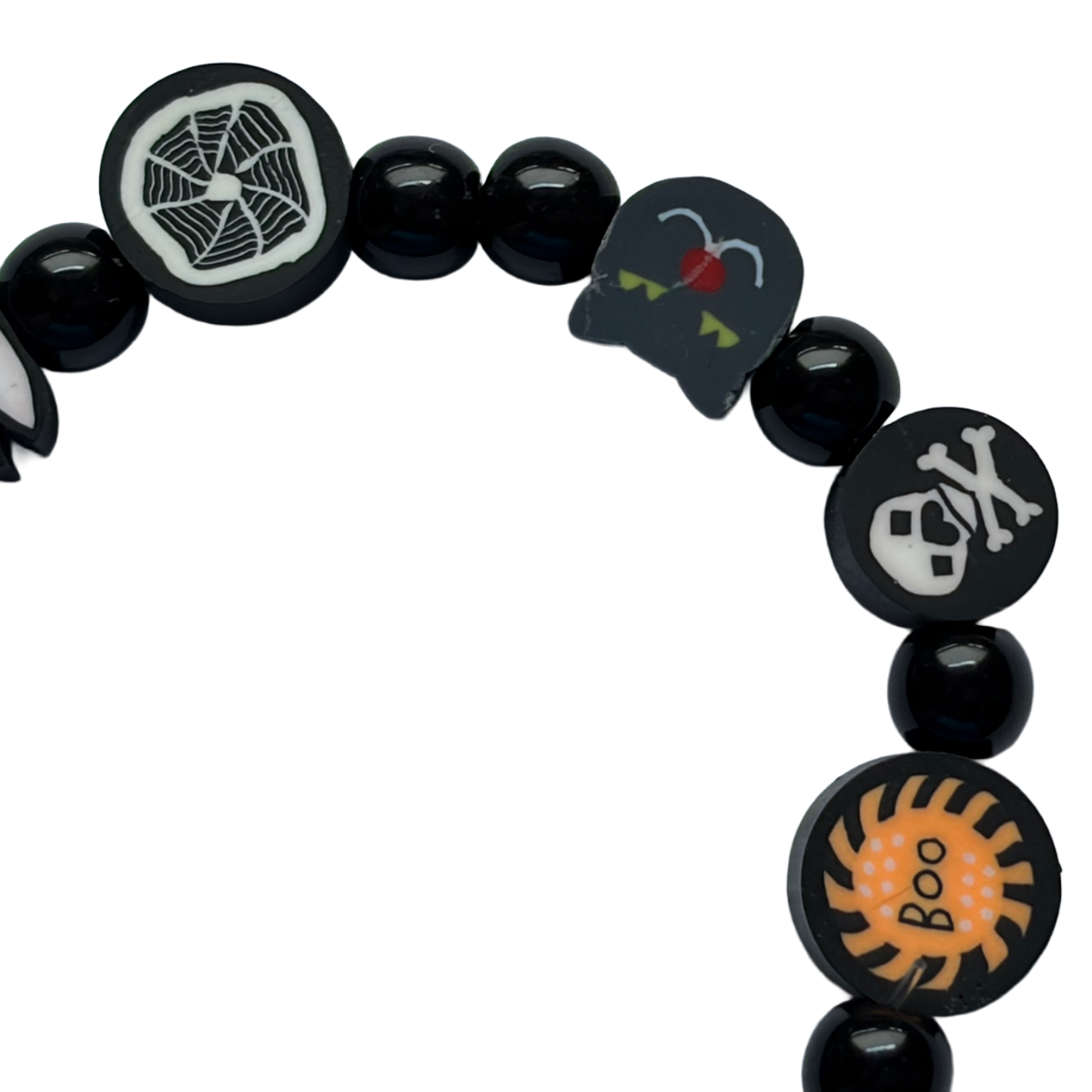 Halloween Perlenarmband Schwarz – Spinnennetz & Geister – Bild 3
