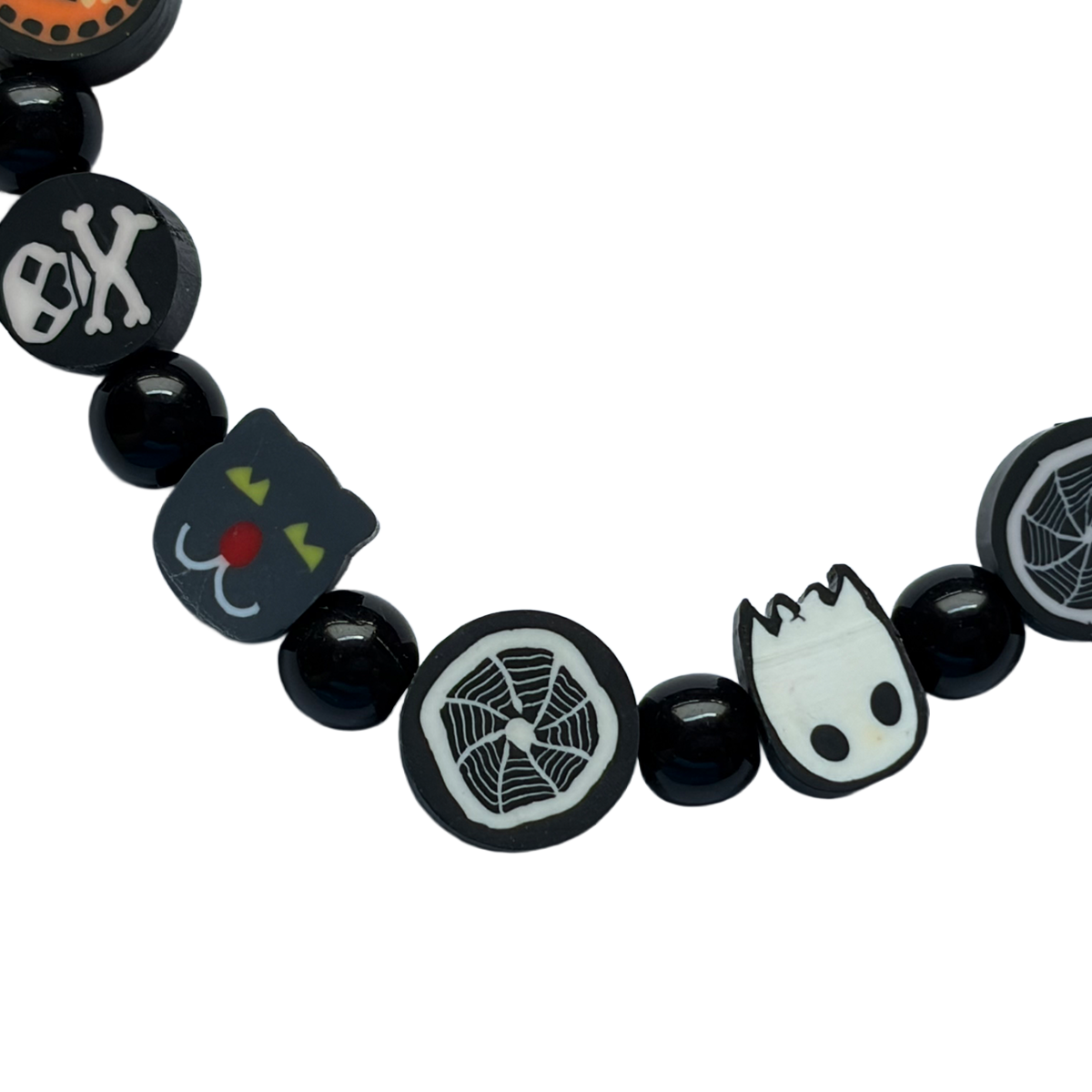 Halloween Perlenarmband Schwarz – Spinnennetz & Geister – Bild 4