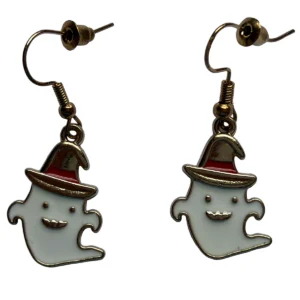 Halloween Ohrringe Geist mit Hexenhut – Gruseliges Duo