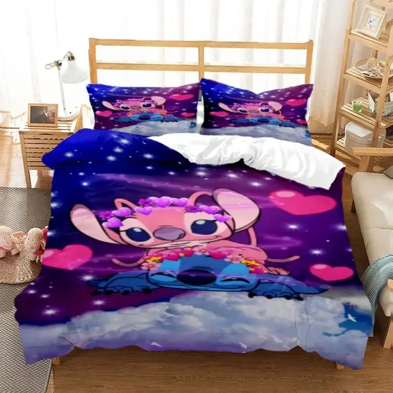 Disney Stitch Bedding Sets Quilt Cover With Pillowcase Twin Full Queen King Bedclothes For Boys Girls Christmas Gift 4