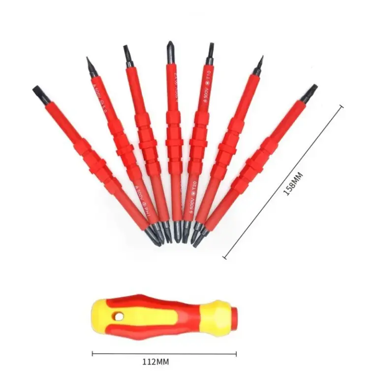 Elektriker-Reparatur-Werkzeug-Set, 13-teilig, 1000 V, austauschbares, isoliertes Schraubendreher-Set mit magnetischen Schlitz-Phillips-Pozidriv-Torx-Bits 4