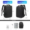 BANGE Reiserucksack für Herren, Business-Rucksack, Schule, erweiterbare USB-Tasche, große Kapazität, 17,3 Laptop, wasserdicht, modischer Rucksack 3