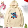 Schönes Muster lose männliche Sweatshirts Tasche Weihnachten Disney Stitch Cartoon niedliche Kleidung Männer Hoodies Herbst Winter beliebt 2