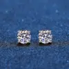 Echt Moissanite Stud Ohrringe 14K Weiß Gold Überzogene Sterling Silber 4 Prong Diamant Ohrring für Frauen Männer Ohr Stud 1ct 2ct 4ct