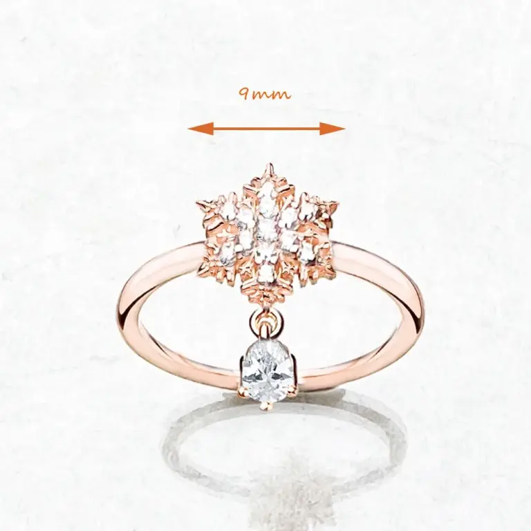 Schneeflocke Roségold Ring weiße Steine brandneue feine Schmuck romantische Winter geschenk für Frauen in Sterling Silber 2