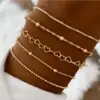 5 teile/satz Exquisite Gold/Silber Farbe Dünne Herz Kette Armbänder Set Für Frauen Täglich Tragen Schmuck Zubehör 2