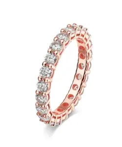 Roségoldener Moissanit-Ring für Damen, Volldiamantringe, S925-Sterlingsilber, Verlobungsring, 18 Karat Weißgold vergoldet, edler Schmuck