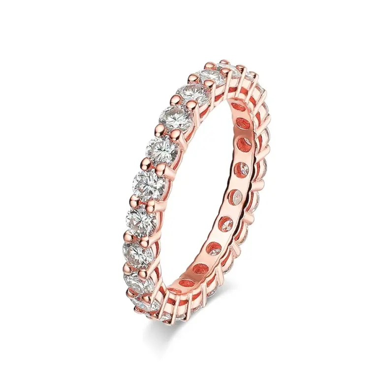 Roségoldener Moissanit-Ring für Damen, Volldiamantringe, S925-Sterlingsilber, Verlobungsring, 18 Karat Weißgold vergoldet, edler Schmuck