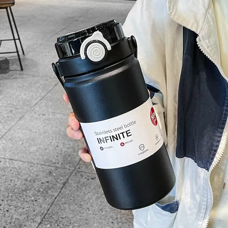 1L/1,2 L Thermo Flasche Edelstahl Große Kapazität Vakuum Flasche Mit Stroh Tumbler Kalte Heiße Getränke Thermos Tasse gym Drink 4