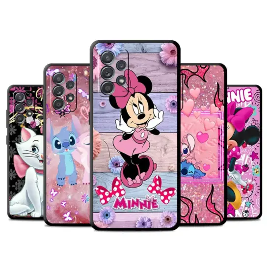 Telefon schwarz Fall für Samsung Galaxy A13 A22 5g A51 A32 A54 A23 A72 A12 A52 A34 A33 Silikon hülle Minnie Stitch Anne Disney Cas