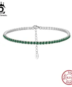 Orsa Juwelen Luxus Sterling Silber grün 4a cz Tennis Armband für Frauen verstellbar 2mm Zirkon Tennis Armband Schmuck sb191