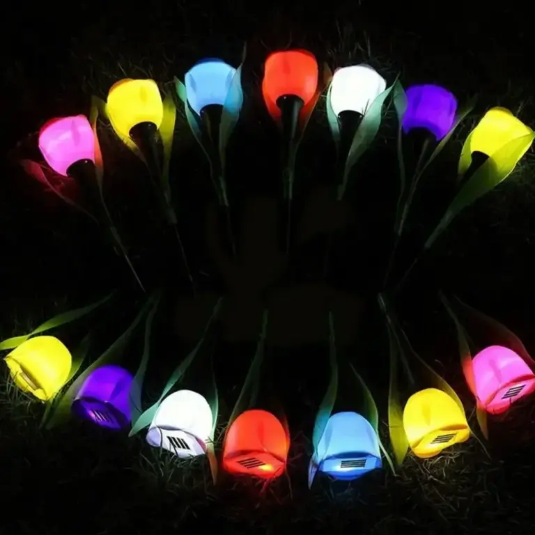 Outdoor LED Solar Licht Tulpe Blume Lampe wasserdicht Garten Pfahl Rasen Lichter stehen Dekor für Hof Outdoor Party Dekoration 2