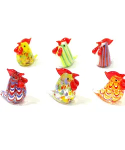 6 stücke niedlichen Huhn Mini Figur Glas Ornamente Kawaii Hahn Ostern Hahn winzige Statue nach Hause Wohnzimmer Tisch Fee Garten Dekor