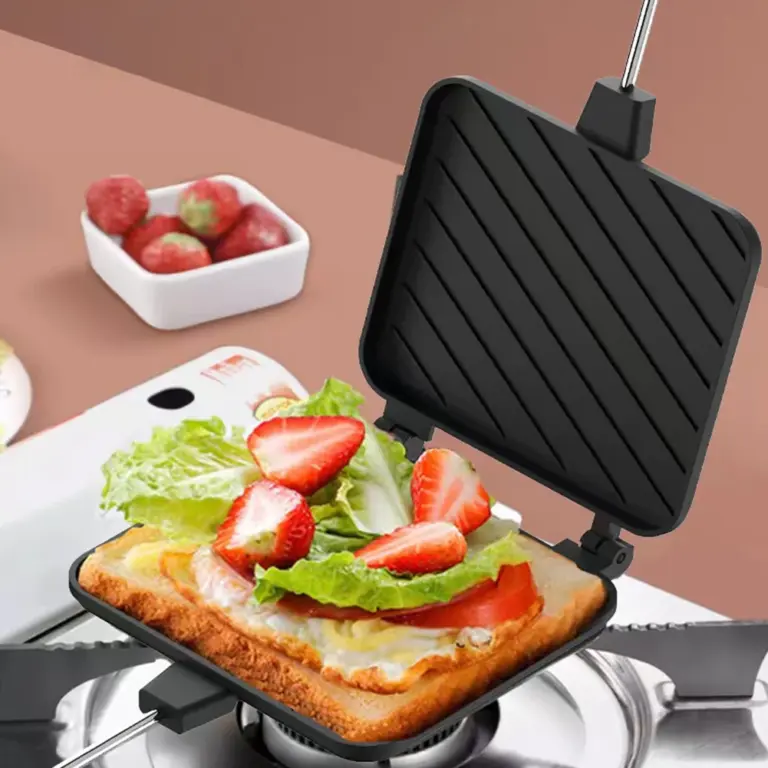 Doppelseitige Bratpfanne Antihaft-Sandwich-Toast hersteller Flip-Grill pfanne aus Aluminium legierung mit Griff Küchen kochgeschirr Grill werkzeuge 6