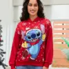 Miniso Damenmode-Kapuzenpullover, Disney Stitch, niedlich, weihnachtlich bedruckt, Sportbekleidung, Herbst/Winter, lockeres, übergroßes Langarm-Oberteil