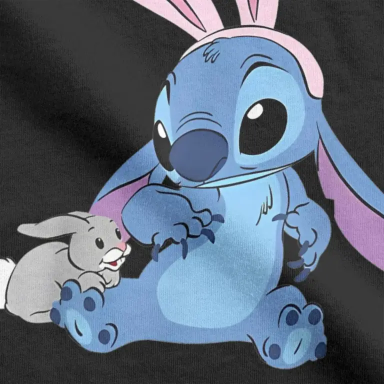 Männer Tier Cartoon Stich Lilo Weihnachten T Shirt Cartoon Reine Baumwolle Kleidung Vintage Kurzarm O Neck Tees Geschenk T-Shirt 3