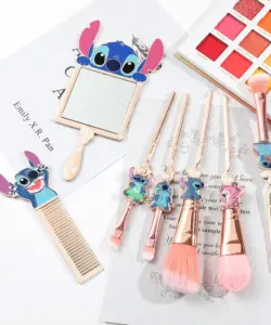 7 stücke Stich Make-up Pinsel Set Cartoon Stich tragbare Handheld kosmetische Spiegel Kamm Stich Make-up Pinsel Set Anime Peripherie Geschenk