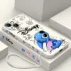 Disney Super Cute Stitch Handyhülle für Apple iPhone 15 14 13 12 11 Pro Max Plus 8 7 SE Flüssiges linkes Seil Soft Cover