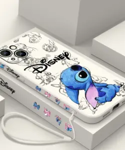 Disney Super Cute Stitch Handyhülle für Apple iPhone 15 14 13 12 11 Pro Max Plus 8 7 SE Flüssiges linkes Seil Soft Cover