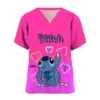 Sommer Disney Stitch T-Shirts Frauen Tasche lange T-Shirt Mädchen Kurzarm Krankenhaus tragen V-Ausschnitt Krankens ch wester Uniform T-Shirt Cartoon Top 5