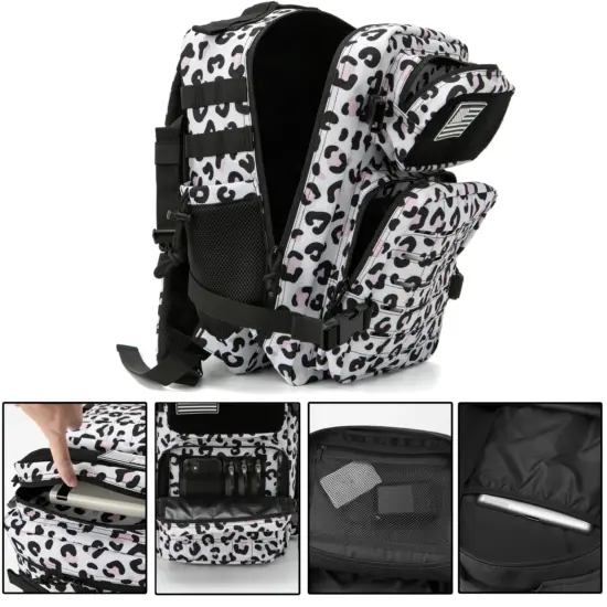 25/45L Damen/Herren Rucksack für taktische Laser Cut Molle Hochleistungsrucksack Schultasche Gym Rucksack Treeking mit Dual-Getränkehalter 6