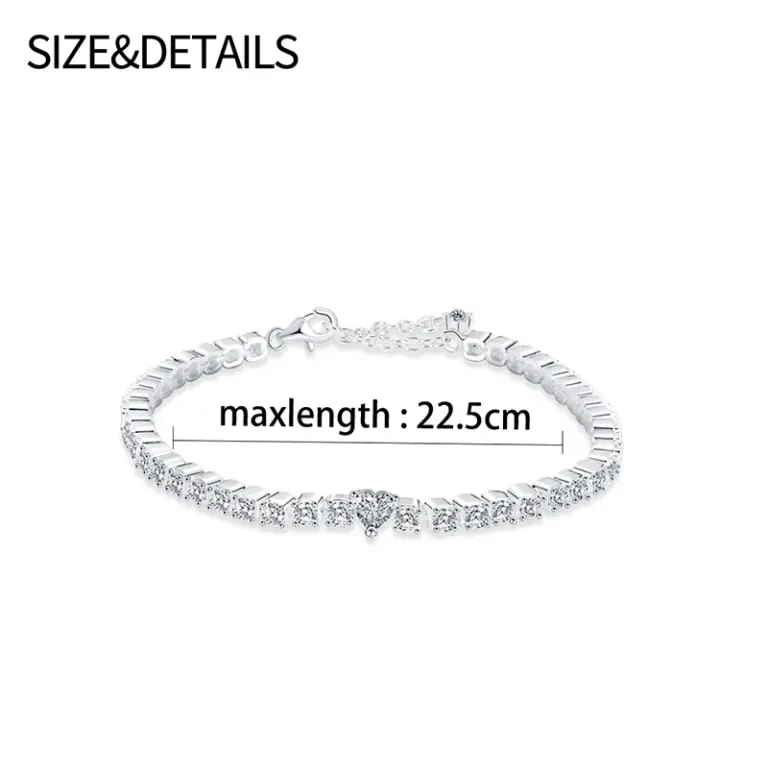 Luxus Silber Farbe Kristall Armbänder für Frauen Mode Herz Zirkon Kette Armband Strass Armreif Hochzeit Braut schmuck 6