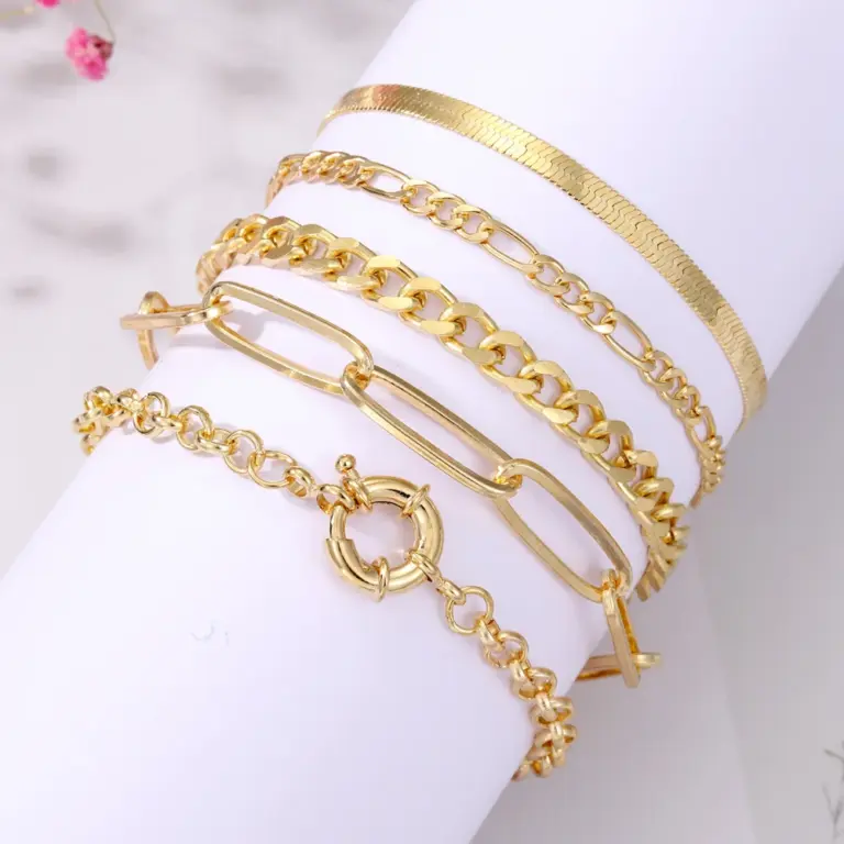 Iparam Gold Farbe Silber Farbe Charm Armband Armreifen für Frauen Punk Bordstein kubanische Kette Armbänder Set Boho Modeschmuck Geschenke 5