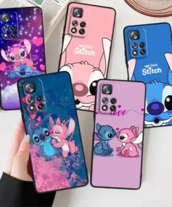 Anime Stitch süße Disney für Xiaomi Redmi Note 12 12s Turbo 11 11t 11s 10 10s 9 8 8t 7 Pro plus 5g schwarze Handy hülle Abdeckung