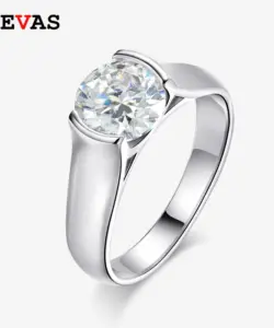 OEVAS Echt 2 Carat D Farbe Moissanite Hochzeit Ringe Für Frauen 18K Weiß Gold Überzogene 100% 925 Sterling Silber braut Edlen Schmuck