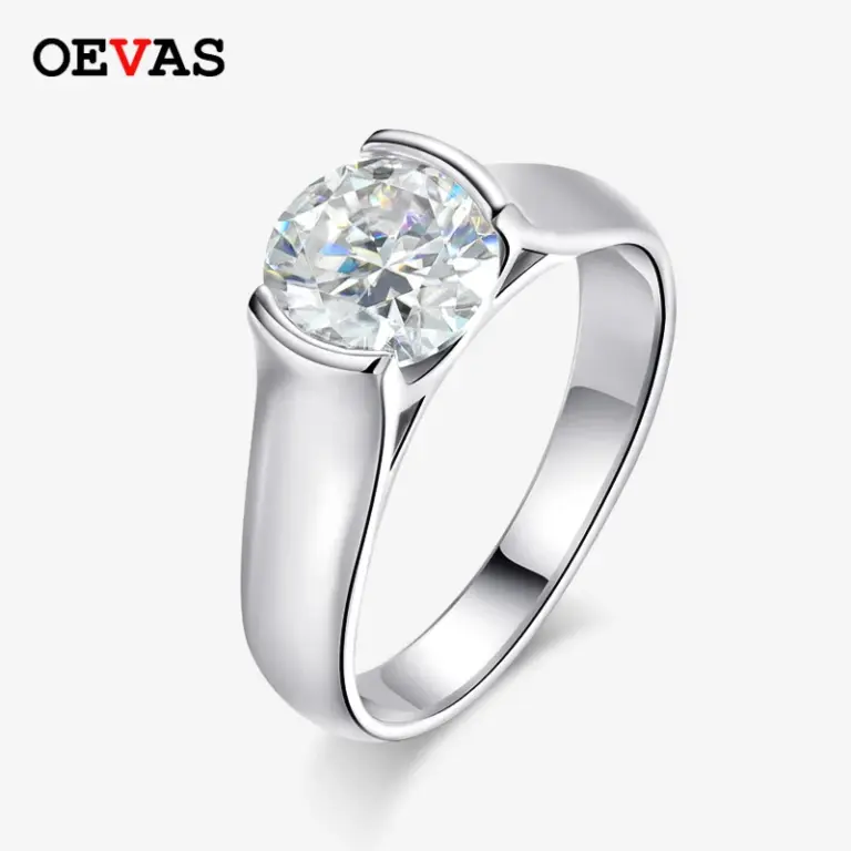 OEVAS Echt 2 Carat D Farbe Moissanite Hochzeit Ringe Für Frauen 18K Weiß Gold Überzogene 100% 925 Sterling Silber braut Edlen Schmuck