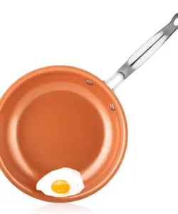 LMETJMA Braten Pan Antihaft 20 24 28cm Pfanne mit Keramik Titan Beschichtung Runde Kupfer Ei Pan Küche Kochgeschirr KC0459