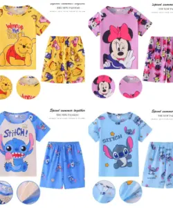 Neue Kinder Kleidung Sommer Winnie Bär Jungen Mädchen Kinder Kleidung Sets Stich Cartoon Anzug Mikey Kid Nachtwäsche Kurzarm