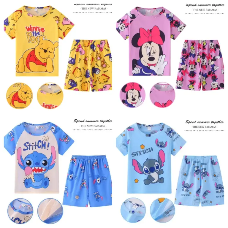 Neue Kinder Kleidung Sommer Winnie Bär Jungen Mädchen Kinder Kleidung Sets Stich Cartoon Anzug Mikey Kid Nachtwäsche Kurzarm